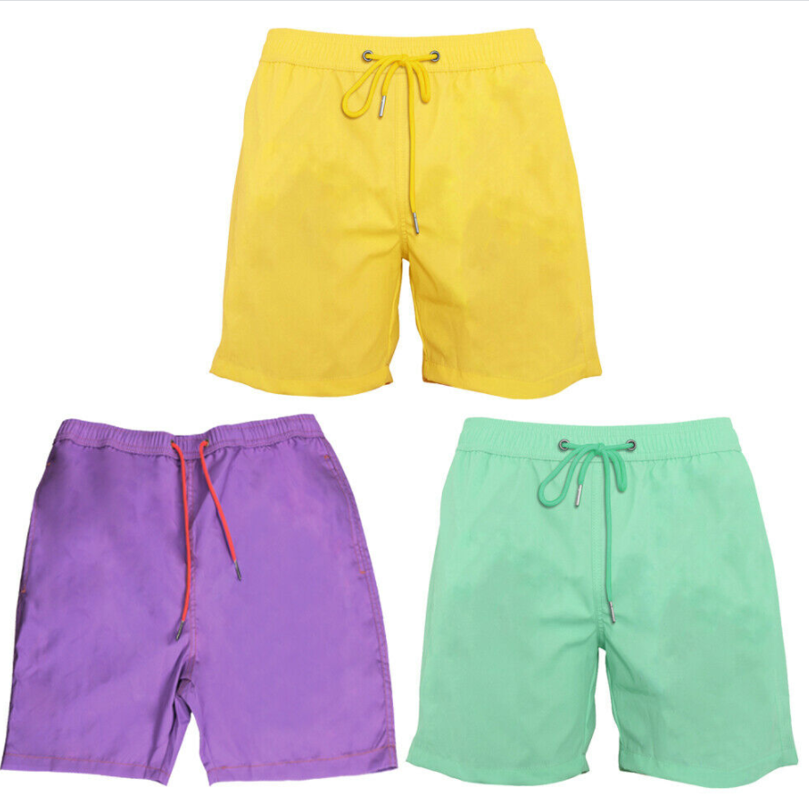 3 colours mens shorts Purple-Yellow-Green