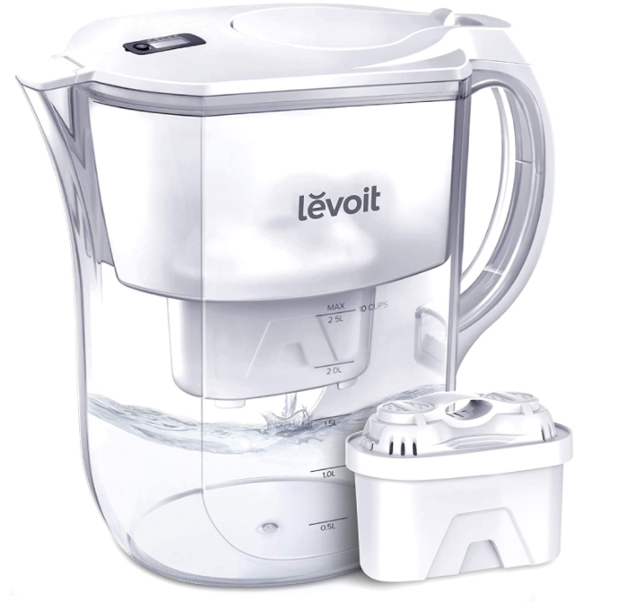 LEVOIT Water Filter Pitcher 10 cup with Electronic Indicator