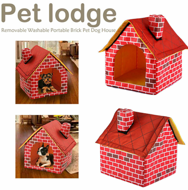 Washable Red Brick Pet House Cat Dog Bed